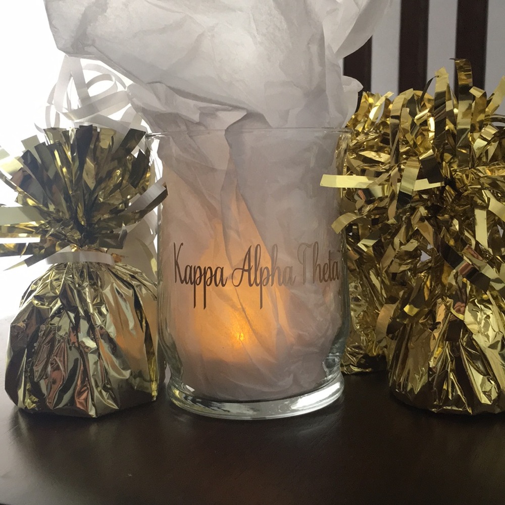Kappa Alpha Theta Glass Candle Holder